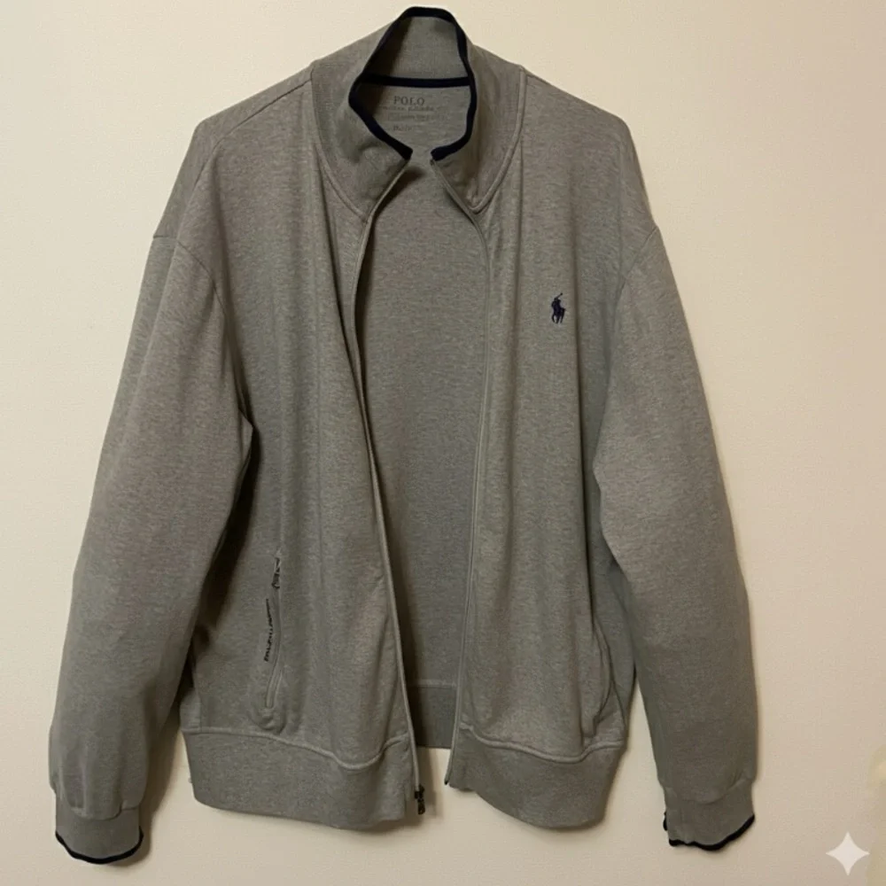 Polo Ralph Lauren Performance Full Zip Track Jacket Men’s XL Gray Navy Trim